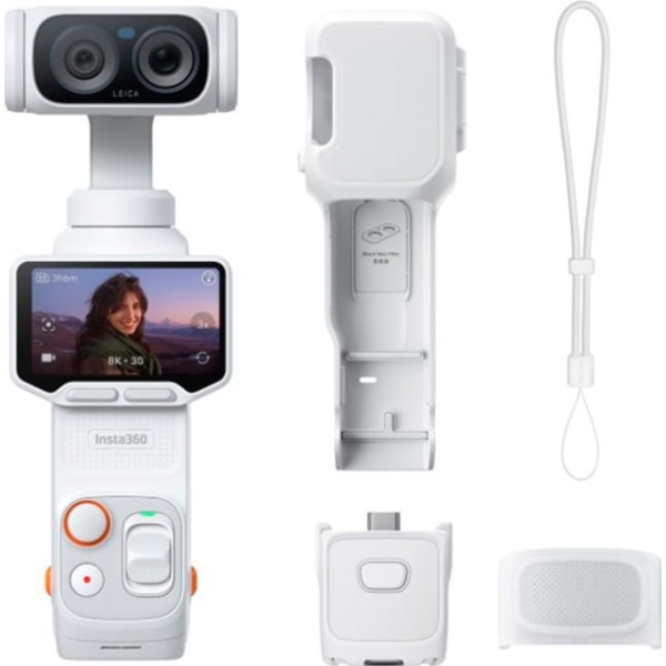 Insta360 luna ultra standard bundle stellar white / cámara vlogging 8k con doble lente leica y estabilizador de 3 ejes